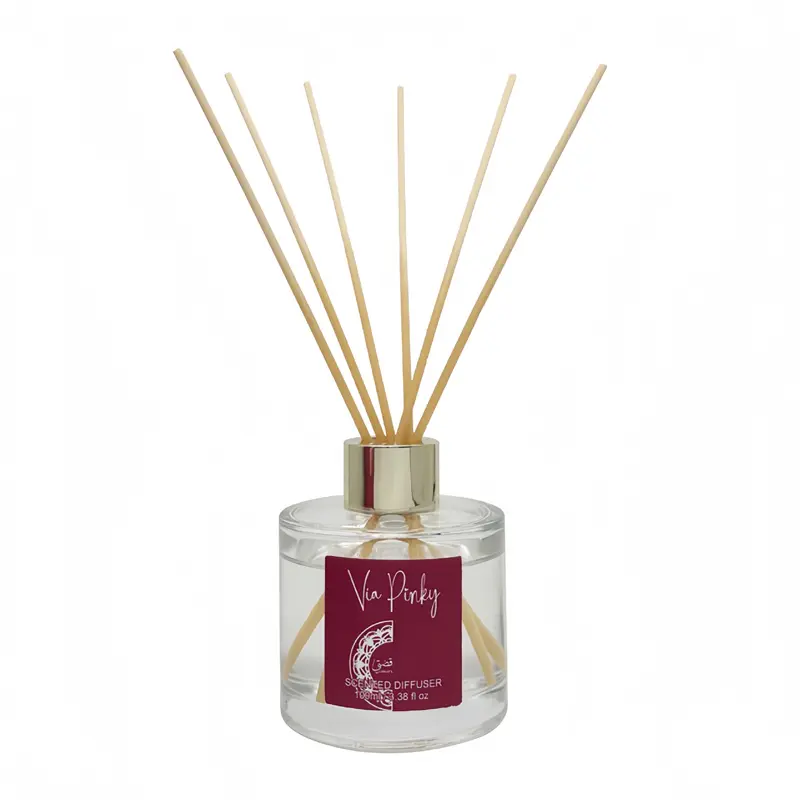 Via Pinky Scented Floral Reed Diffuser Set, 100ml Bigger Oud Aroma Stick Set, Natural Soothing Fragrance for Diffuser, Bathroom Shelf Home Decoration