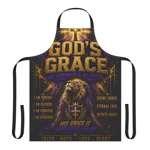 God's Grace Lion Apron | Faith Scripture Cross Christian Kitchen