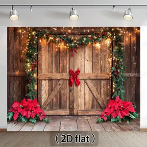 2D Flat Polyester Christmas Party Banner Backdrop - Easy Setup, Festive Ornaments Decor, Home Supplies for Family Party Photo Studio Props