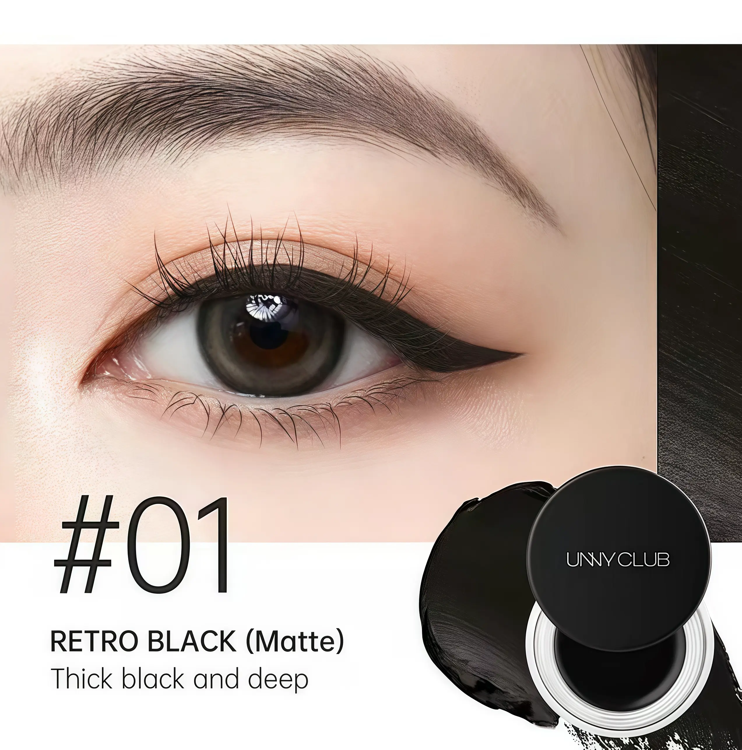 UNNY CLUB #1 Retro Black Eyeliner &Eyebrow Gel, Long-Wear Waterproof &Smudge Proof Formula, Smooth ApplicationEye Makeup for Beginners, Eye LinerWaterproof smudge Proof, for Daily Makeup,Eye MakeupProduct resistant smoke