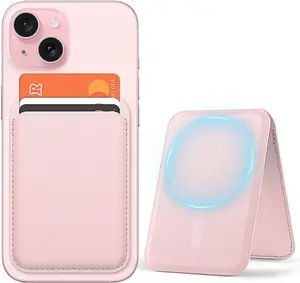 Mag Safe Wallet with Stand Magnetic Wallet for Phone Leather Magsafe Card Holder Compatible with iPhone 16/15/14/13/12 series and MagSafe cases, 1 Slot Fit 3 Cards magsafe wallet card holder