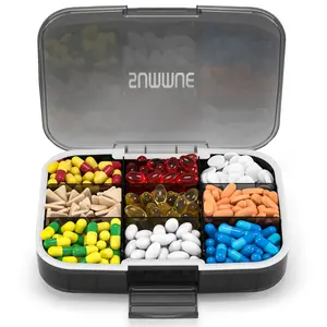 Large Pill Storage Box, 9 Compartment Portable Travel Medicine Case, Xl Pill Container Stand, Stores Vitamins, Fish Oil, Supplements, Drugs, Vitamin Organizer, Vitamin Dispenser