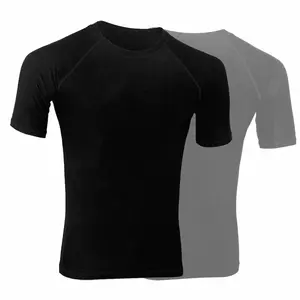 ROAR-INT Men Black Half Sleeve MMA BJJ No-Gi Jiu Jitsu Grappling Rash Guard