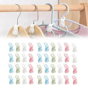 40PCS Hanger Connector Hooks, Space Saving Hangers, Closet Hanging Organizer for College Dorm Room Essentials, Thickening Upgrade (Multicolor-40 Pcs) stand with clip drying tools