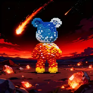 Gradient Bear 3D Puzzle Building Blocks Decoration, Bookshelf Home Office Cabinet Decor, Party Living Room TV Stand Display Gift