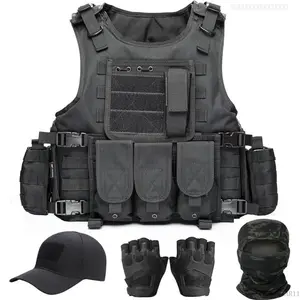 Tactical Vest for Men, Airsoft Vest, Black Molle Vest and Cap Protective Equipment, Tactical Airsoft GearFFSummitSupply7XXALUE BAZAAR11