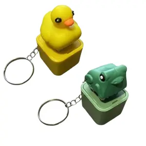Fun Rechargeable Quacking Frog Keychain Sensory Fidget Toy for Adults Click Keyboard with Colorful Lights Kawaii Cute Stress Anxiety Relief and Boredom Buster Gift
