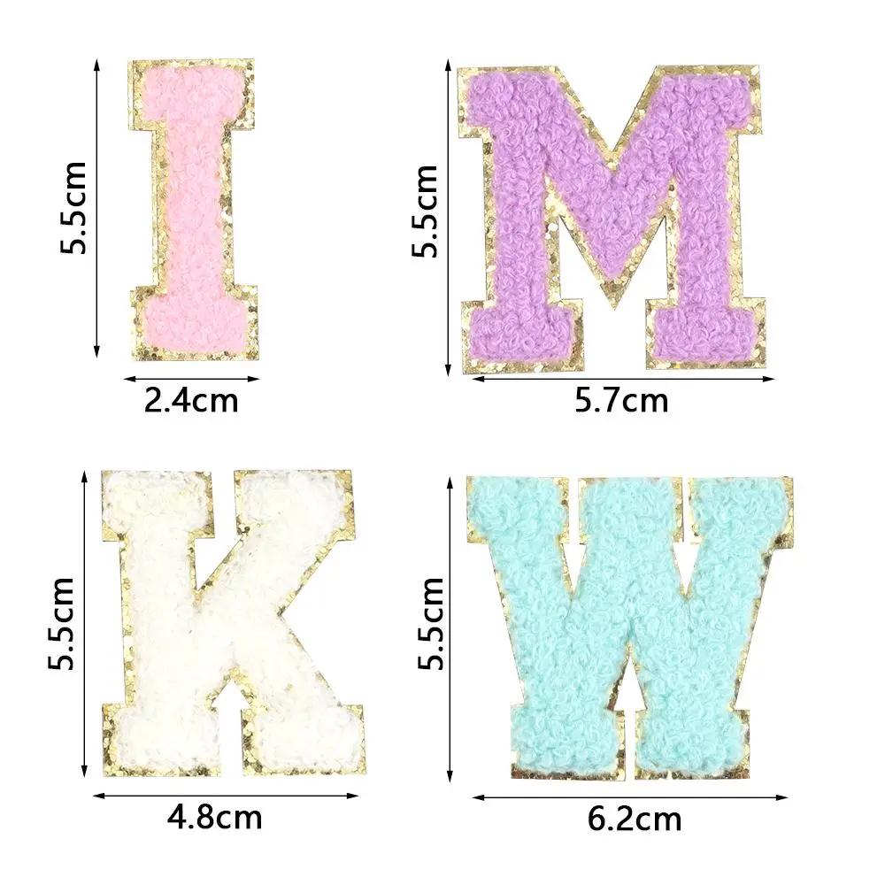 8Pcs Letters Sticker Patch Alphabet Towel Embroidered Chenille Patches For Clothing Bags Jacket Stick on Accessories