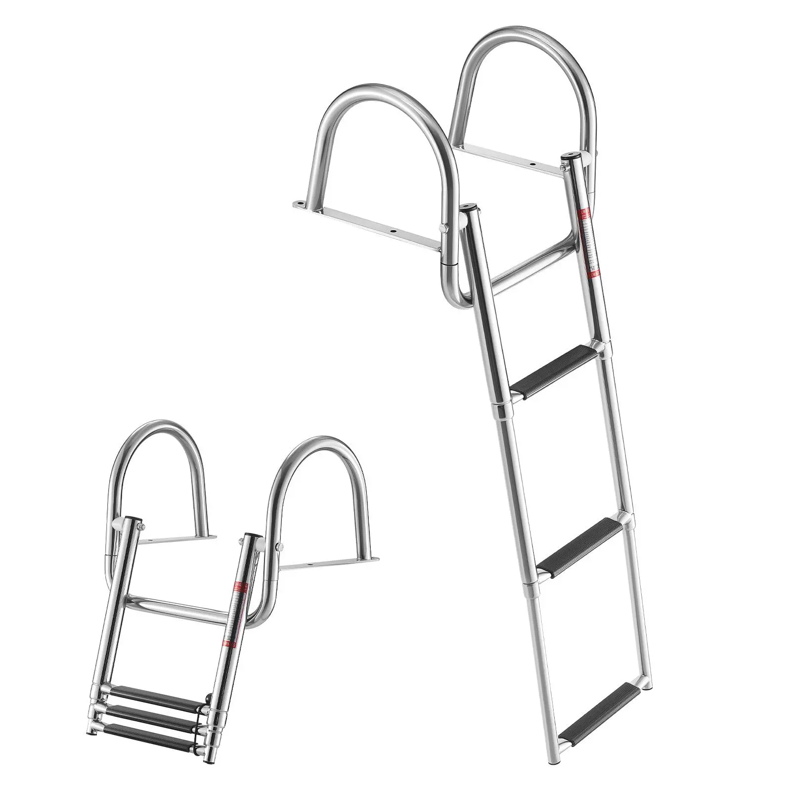 【Summerfinds】VEVOR Boat Ladder,3 StepsStainless Steel Telescoping Folding Swim Deck Ladder for Rear Entry Inboard600 lbs Capacity with Wide Anti-Slip Steps & Handrailsfor OutboardsYachtPontoon Boats, Pontoon Boat Accessories