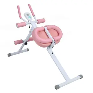 Adjustable Abdominal Trainer with Display Screen Silent Handle & Incline Adjustment Foldable Core Workout Machine for Home Gym Use Pink & White Design No Warranty deep tissue massage foot health multifunctional ab