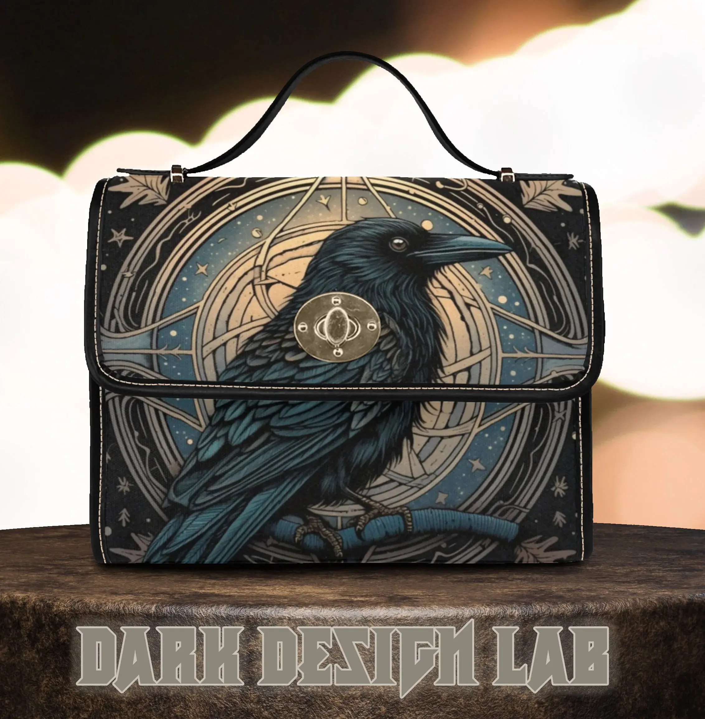 Goth Crow Witchy Satchel Bag - Vegan Leather Organized Witchcraft Bag - Goblincore Purse