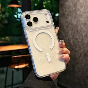Glitter Bling Sparkle Solid Color Magnetic Case for iPhone 17/17 Air/17Pro/17 Pro Max 16 15 14 13, Durable Shockproof Protective Cover
