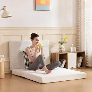 EGO Tri Folding Memory Foam Topper White - Comfortable, Portable Guest Bed, 3/4/6 Inch, Available in Twin, Full, Queen & King Sizes