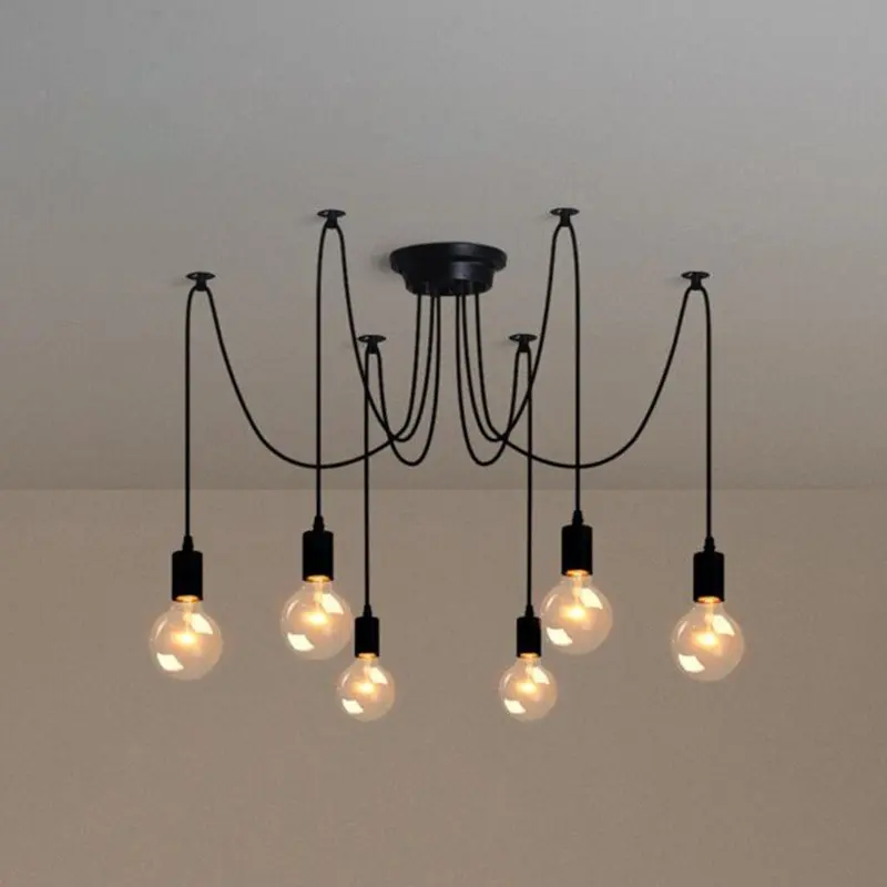 Spider Pendant Light Spider Chandelier Edison Bulb, Vintage Industrial Steam Punk Style Ceiling Light, Multi-Purpose DIY Pendant Lamp, Adjustable Wall Control