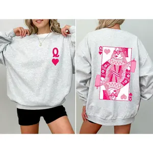 Queen of Hearts, Cards, Games, Valentine's Day Sweatshirt, Crew Neck, Women's, Crewneck, Valentine's Day, Love, Heart, Cupid Casual Long Sleeve