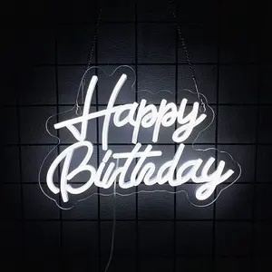 Happy Birthday Neon Sign for Wall Decor, Art Decoration Happy Birthday Neon Light Sign for All Birthday Party Decoration, Vibrant Neon, Glowing Neon Sign