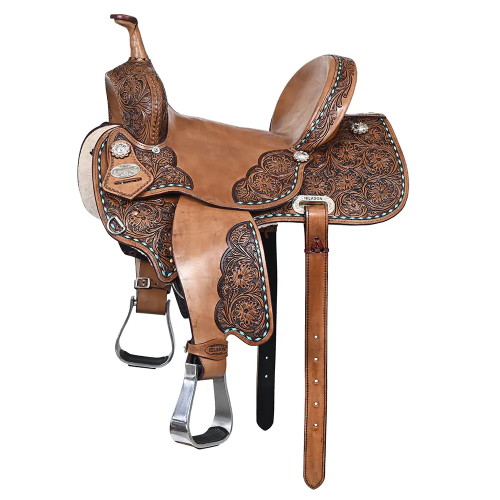 HILASON Western Horse Flex Tree Barrel Trail in American Leather Saddle Brown | for Horses