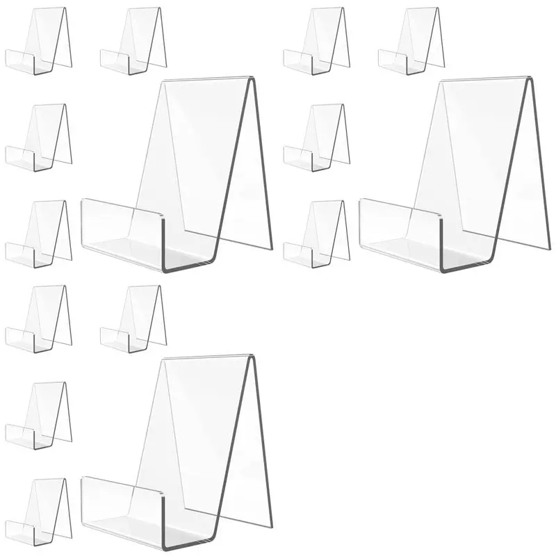 15 Pack Acrylic Book Stand, Book Holder for Display, Clear Easel Stand for Display, Display Holder for Postcard, CD
