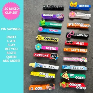 20 Mixed backpack sports clip & pin bundle - Handmade Wooden Clothes Pins perfect for clipping backpack at your next games, practice or tournament.