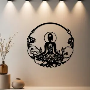 HousewarmingGift, 1pc Buddha Lotus Metal Wall Decor, Religious Decor, Buddha Lotus Statue Mural with Premium Finish - Ideal Gift for Anniversary & Holiday Season & New Home Gift (Garden Decor) - Metal Wall Sculptures for Meditat