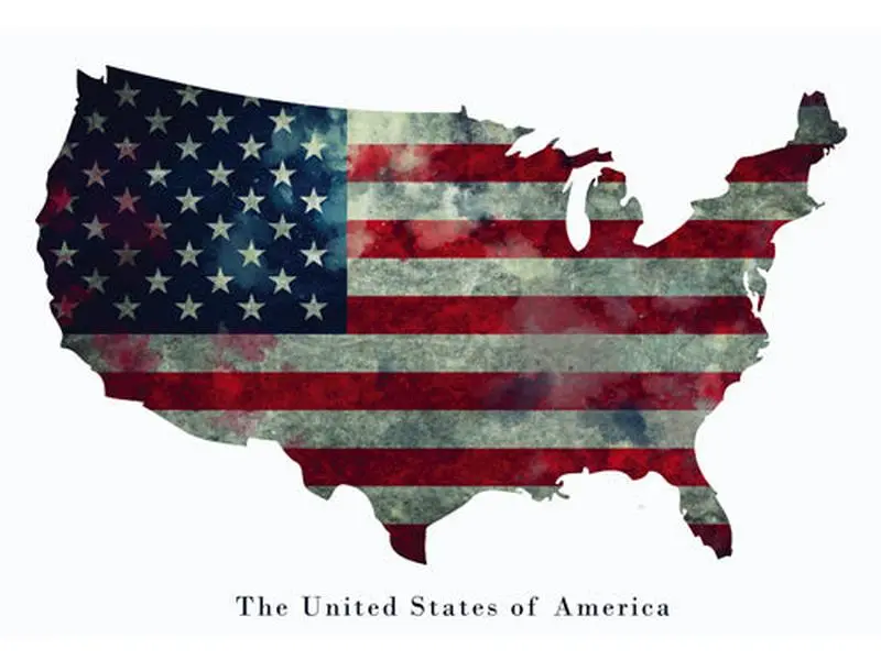 American Flag Poster USA United States of America Wall Art Print (24"x18")