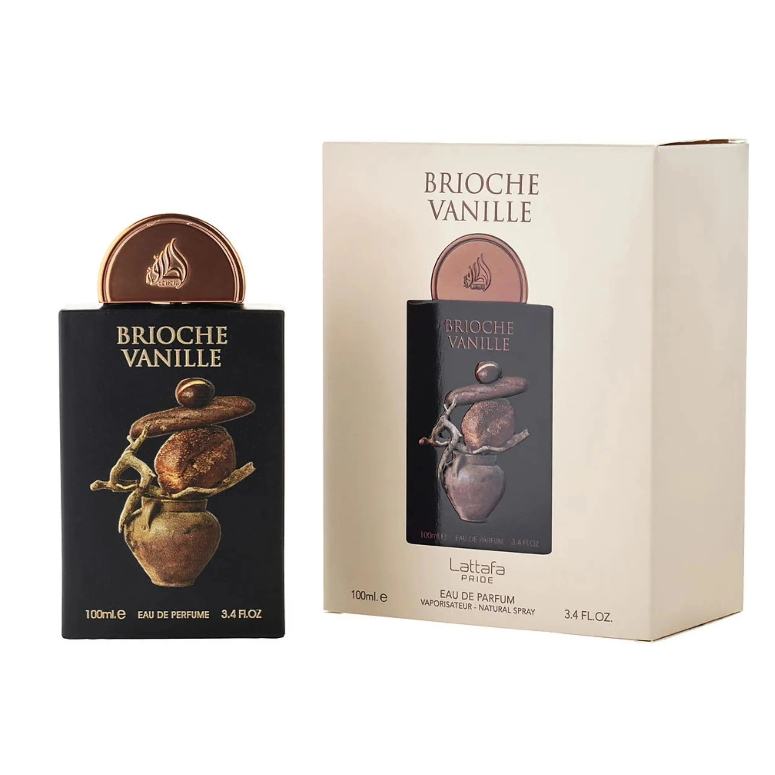 Lattafa Brioche Vanille Eau de Parfum, Long-Lasting Amber Citrus Fragrance with Vanilla Scents, Unisex Perfume for Daily Wear, 3.4 fl oz, Floral Fruity Fragrance, Smelling Good, Adults, All Seasons, Single Bottle, Coumarin Base, Fresh, Box, Powdery Drydow