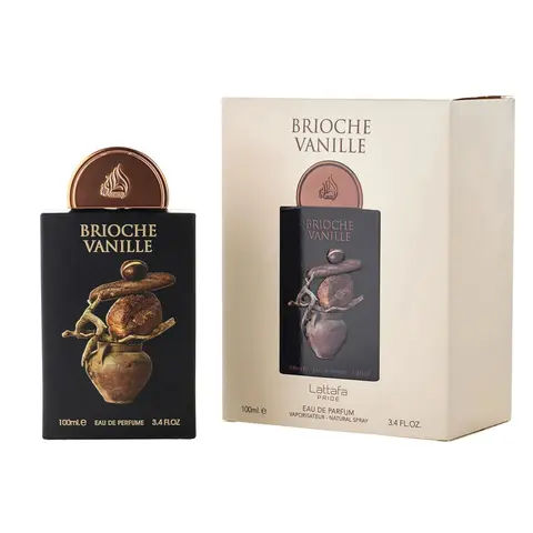 Lattafa Brioche Vanille Unisex Eau de Parfum (EDP) Spray - 3.4 fl oz Regular Edition Boxed, Long-Wear Amber Citrus & Floral Fruity Fragrance, Coumarin-Base, Fresh Powdery Drydown, Vanilla, Conifer Woods, Daily Wear for Adults, All-Season EDP Sprays