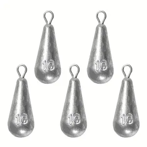 Fishing Weights Lead Sinkers, 10 Sizes Waterdrop-Shaped Fishing Lead Sinker with Ring, Long Throwing Rod Lead Pendant Weights for Saltwater Freshwater Fishing Gear, Fishing Accessories, Fishing Tackle