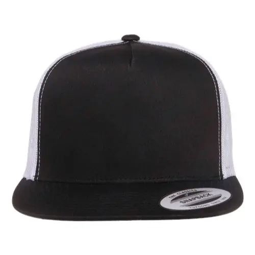 5 Panel Flatbill Black and White