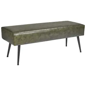 VEVOR Leather Bedroom Bench, PU Leather Bench with Metal Legs and with Stitching for Entryway, Upholstered Shoe Bench Seat, Modern End of the Bed Benches for Living Room, Dining Room, Hallway, Green