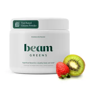 Beam Greens Superfood Powder — 30 Servings for Energy & Wellness Support (Strawberry Kiwi Flavor, NY Post Best-Tasting Greens)