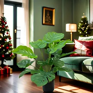 Outdoor Large Realistic Plant Set, Big Leaf Pine Cone Palm Tree, Four-Season Fortune Tree, Low Maintenance Decoration, Fake Plant Decoration, Indoor Faux Plant, Outdoor Fake Plants