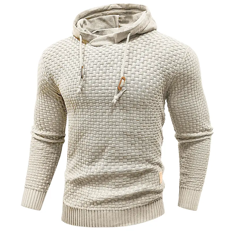 Zaitun Mens Hooded Sweatshirt Long Sleeve Solid Knitted Hoodie Pullover Sweater TikTokShopBlackFriday Christmas gift