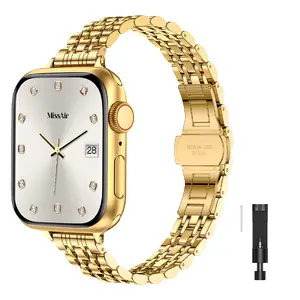 MISSAIR Luxury Stainless Steel Classic Band Compatible with Apple Watch Series 1-11 SE Ultra (38-49mm), Women Dressy Bracelet Adjustable Metal Straps