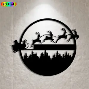 1pc Santa Reindeer Metal Wall Art, Festive Santa Reindeer Statue Mural, Ideal Gift for Christmas, New Year, Holiday Decor Enthusiasts,  Wall Sculptures, Perfect for Living Room Wall & Garden Fence, Charming Seasonal Home Decor
