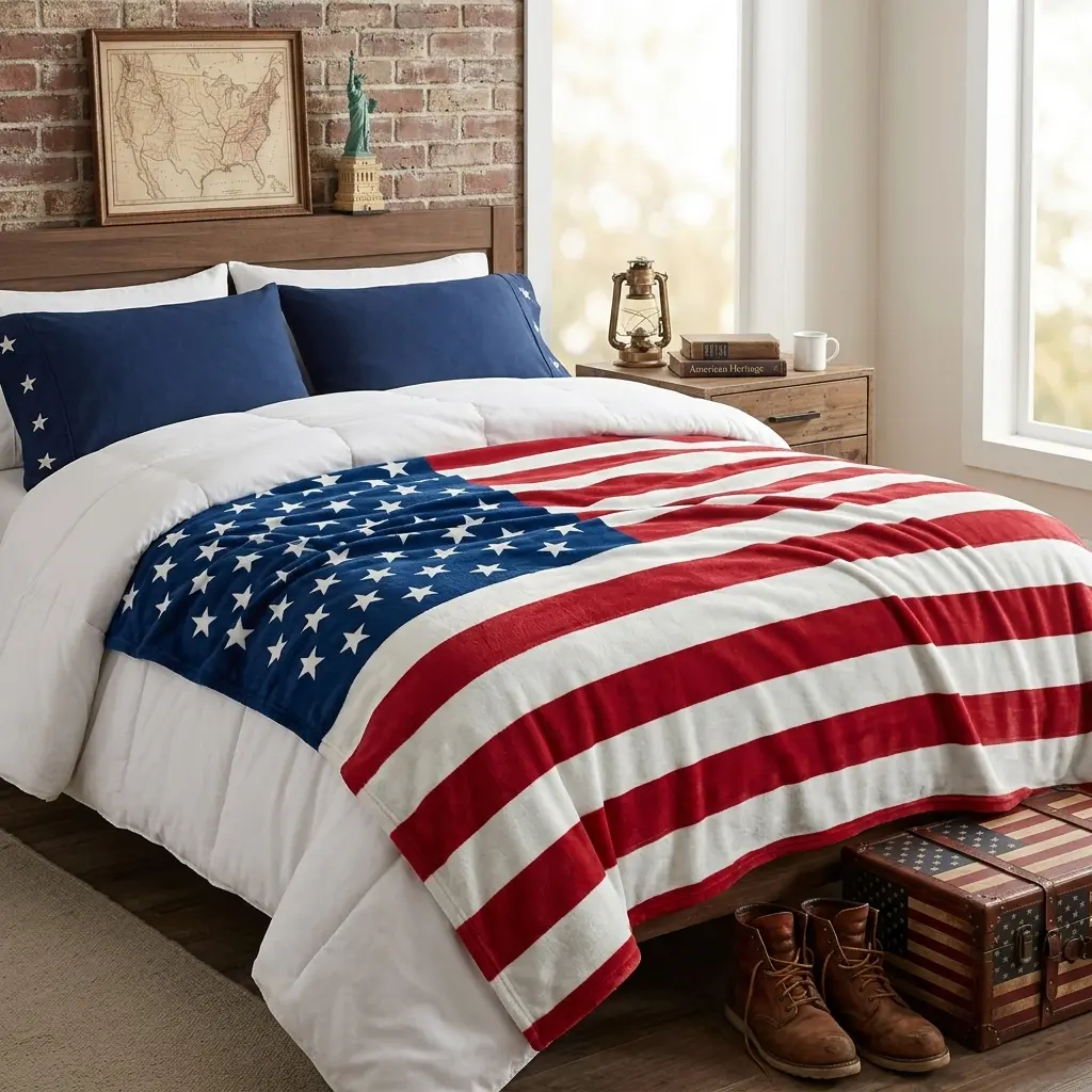 American Flag Throw Blanket | Soft Plush USA Flag Blanket, Cozy Throw Blanket, Soft Warm Blanket for 4th of July, Independence Day, Couch, Bed, Camping & Pet Use 0524Y2