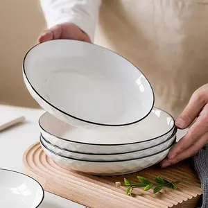 1 Set 4pcs Diamond Ceramic Plates, 7inch/8inch Dinner Plates, Durable Multifunctional Tableware Sets for Pasta Salad Dessert Sushi BBQ Hot Pot