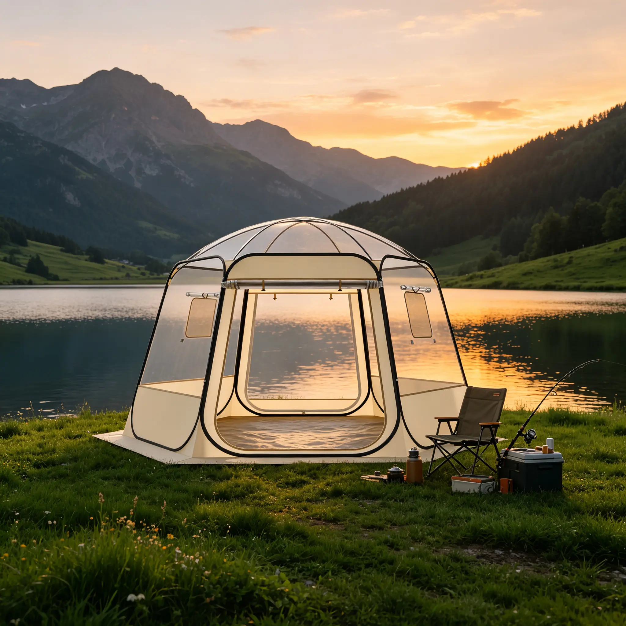 11 x 10.2 ft Pop Up Bubble Tent, Waterproof UV-Resistant Clear Dome Igloo Shelter with Roll-Up Windows, 540° Panoramic View Spacious Tent Fits 8-10 People for Patio, Backyard, Garden, Camping & Outdoor Party