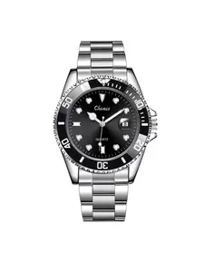 Trendy Fashion Magnifier Calendar Men's Watch Steel Belt Watch Black Ghost Men's Watch