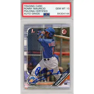 Ronny Mauricio New York Mets Autographed 2019 Bowman RC #107 BGS Authentic Card - Fanatics - Fanatics Authentic Certified
