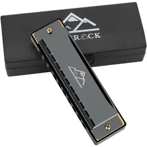 Blues Harmonica Mouth Organ 10 Hole C Key with Case, Diatonic Harmonica for Professional Player, Beginner, Students gifts, Adult, ,  Black
