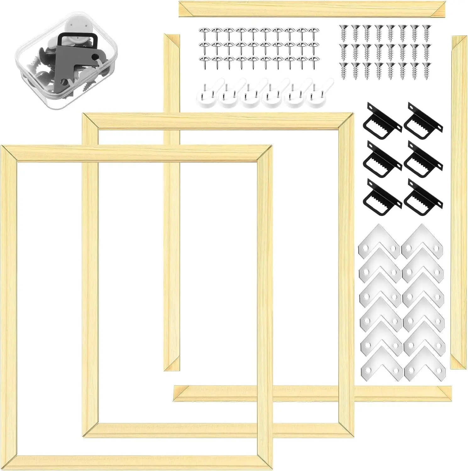 3 Pack 16x20 Inch DIY Canvas Stretcher Bars Canvas Frame Wood Frames Kit Easy to Assemble for Prints, Posters, Oil Painting, Painting, Embroidery Stitch and Needlepoint Arts