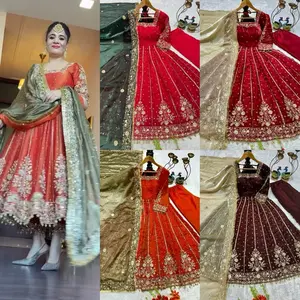 * Luxury Embroidered Anarkali Dress Set with Dupatta – Wedding & Festive LUNCHING NEW DESIGNER PARTY WEAR LOOK  WITH EMBROIDERY WORK 3 pis