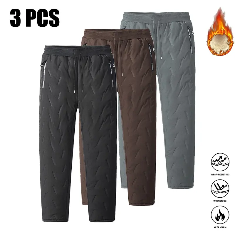 LIFE KEEPS MOVING 3-Pack Women’s Couples Style Fashionable Cool Fleece Jogger Pants, featuring side zipper pockets, comfortable fabric, drawstring waist, suitable for everyday life, work, travel, running, casual wear, camping, outdoor hiking, and dates.