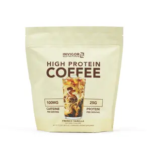 INVIGOR8 High Protein Coffee - French Vanilla | High Protein Columbian Coffee Powder | 25 Grams Whey Protein Isolate