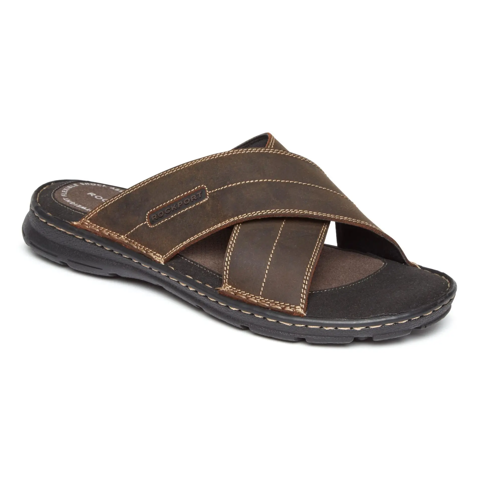 Rockport Men's Leather Crossband Sandal- Darwyn
