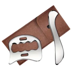 2-in-1 stainless steel Gua Sha tool, fascia Gua Sha and massager, back soft tissue massage, pain relief device, Lymphatic Drainage Tool