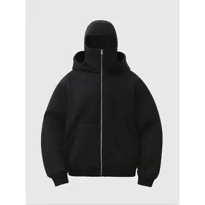 Men'sBalaclavaHoodiewithZipperDesign,ThickWarmFleecePullover,CasualFall&WinterOutdoorFashionSweatshirt