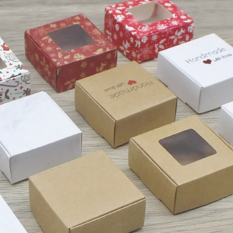 10pc 5.5*5.5*2.5cm DIY handmade gifts wrapping box  kraft paper box Merry christmas gifts candy faovrs package box