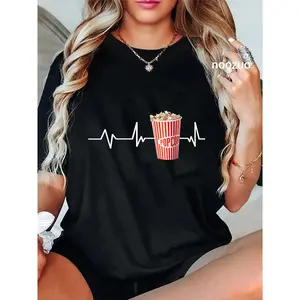 100% Cotton Popcorn Heartbeat Popcorn Gift Popcorn T-Shirt